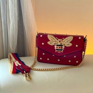 Bee-jeweled Red Purse